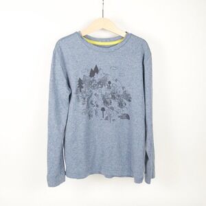 The North Face Long Sleeve Graphic Print Tee Blue Kids Boys Sz M 10-12